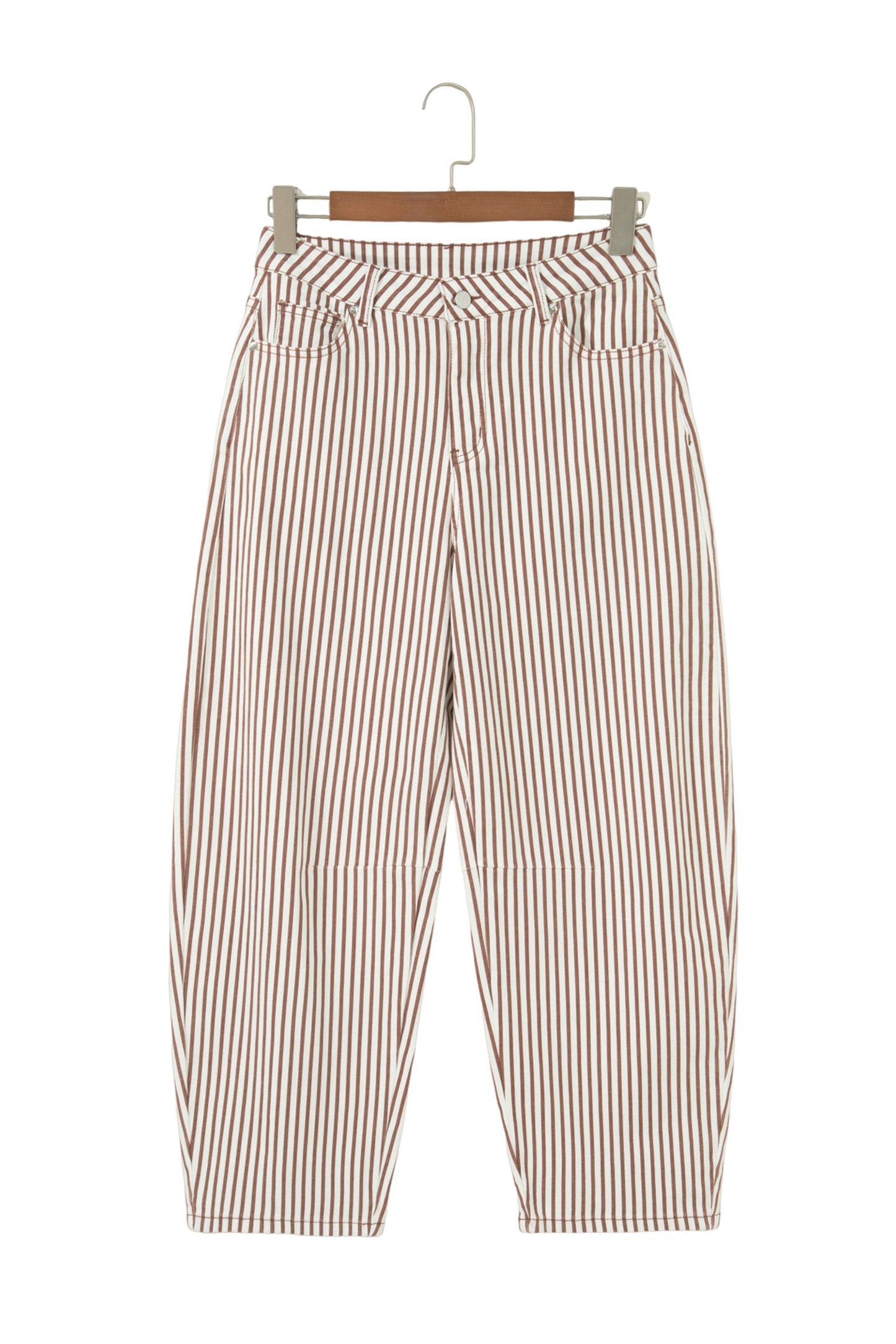Sky Blue Stripe Casual Barrel Jeans