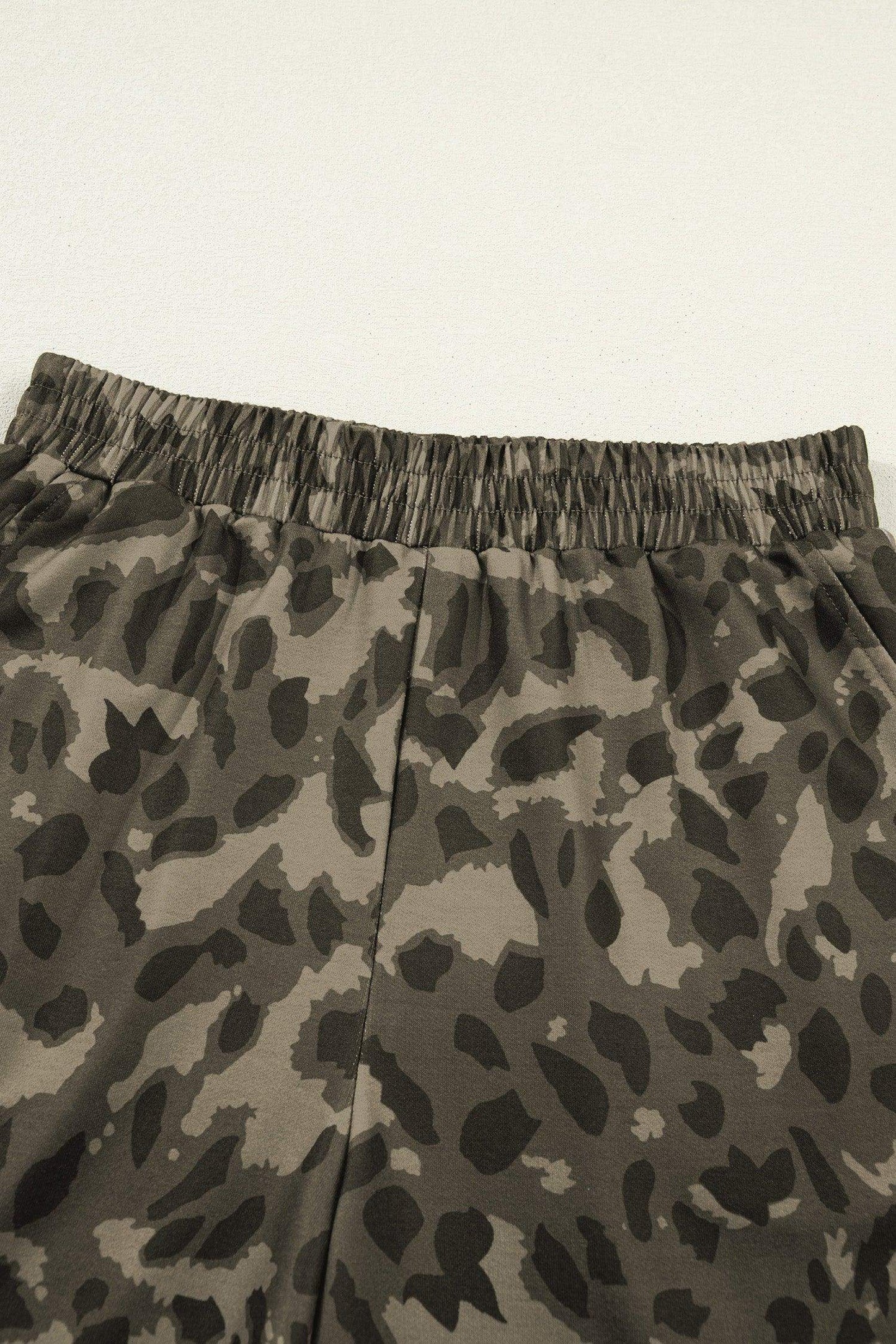 Brown Leopard Print Crew Neck Short Set - Sweet Fashion Wholesale