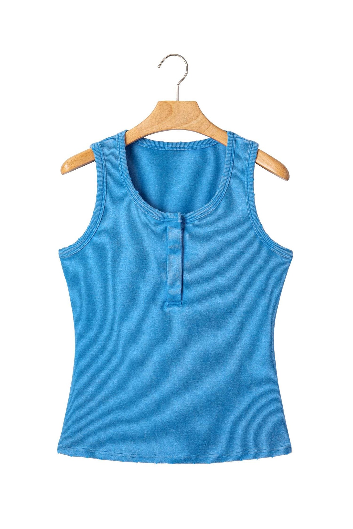 Bright Pink Vintage Distressed Ribbed Mineral Wash Tank Top