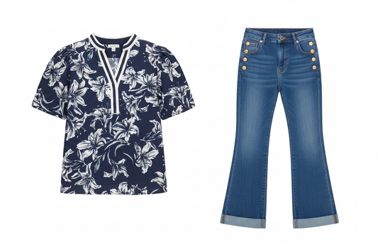 Shop The Look: Floral Blouse + Flare Jeans
