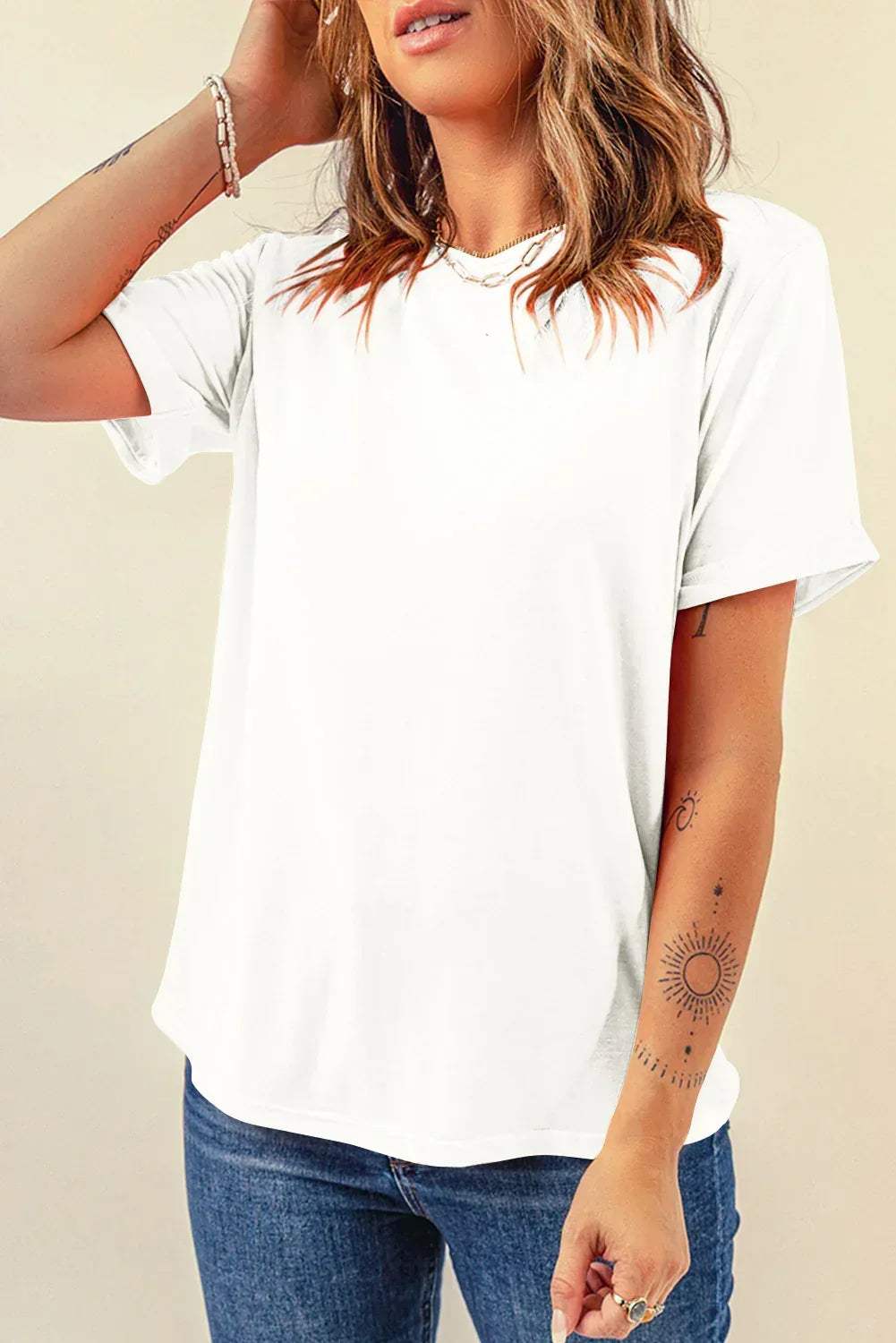Mint Green Casual Plain Crew Neck Tee - Sweet Fashion Wholesale