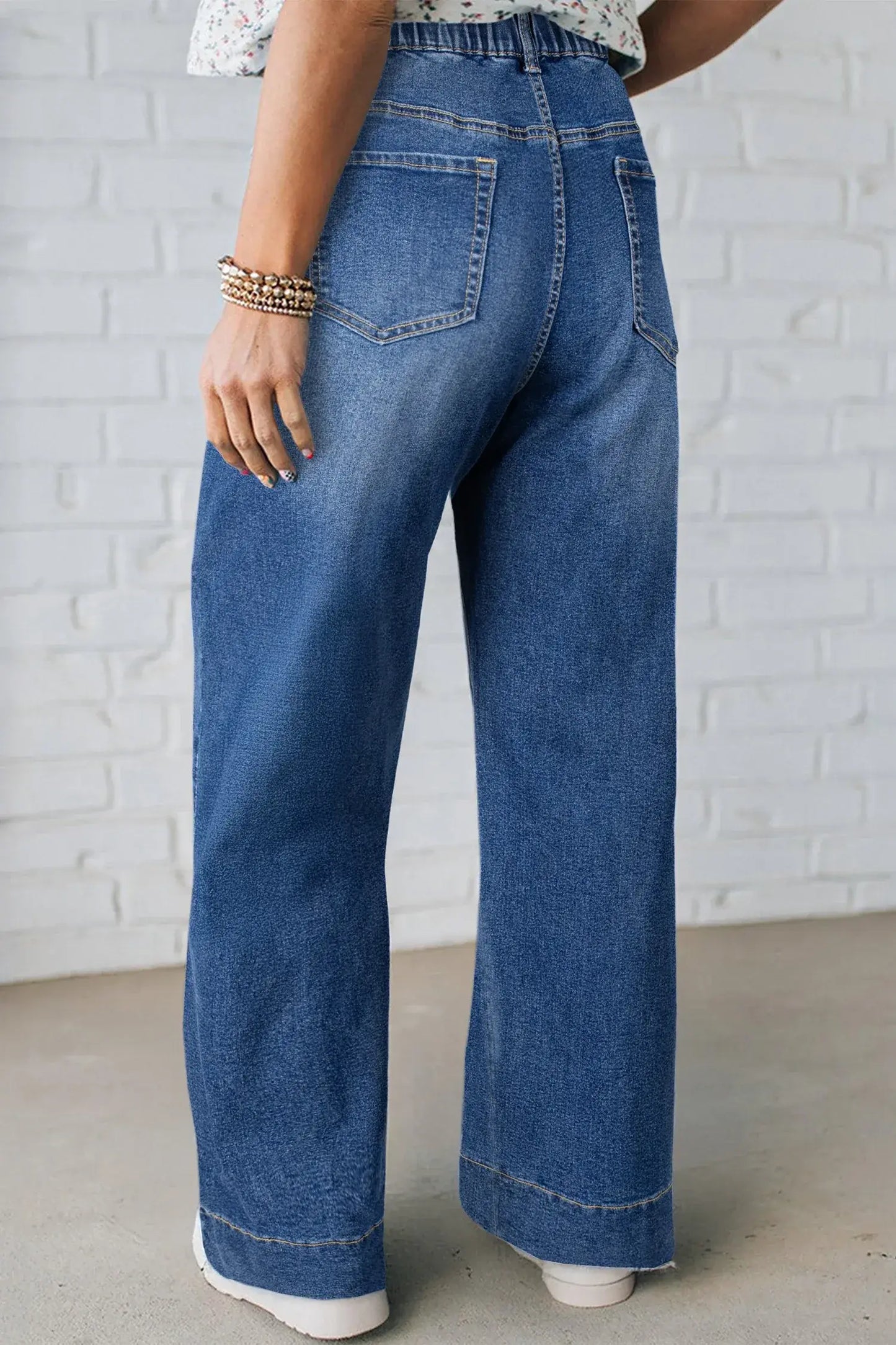 Black Acid Wash Contrast Lace-up Plus Size Jeans - Sweet Fashion Wholesale