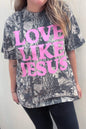 Gray Woodland Camouflage LOVE LIKE JESUS Plus Size T Shirt