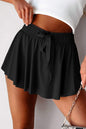 Yellow Cream Drawstring Elastic Waistband Lined Tennis Skorts