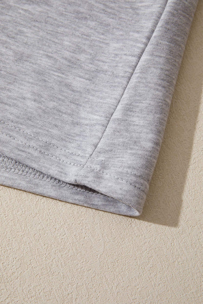 Light Grey Patchwork Detail Raw Edge Oversize Tee