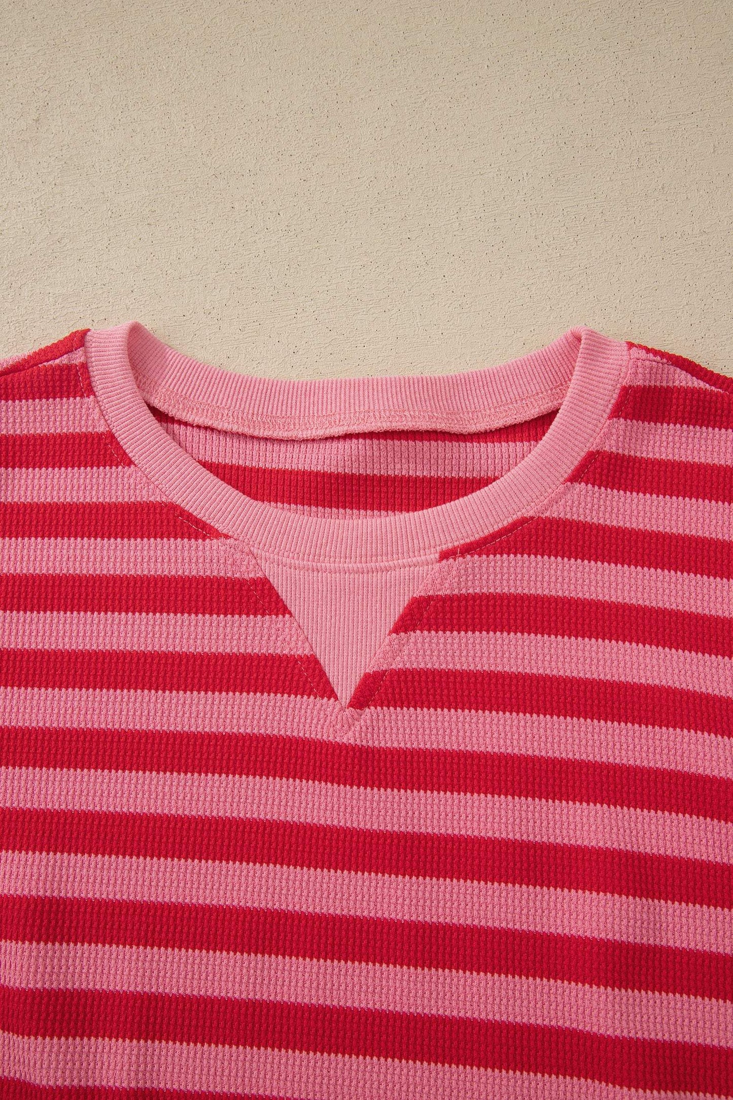 Red Stripe Puff Short Sleeve T Shirt Matching Shorts Set