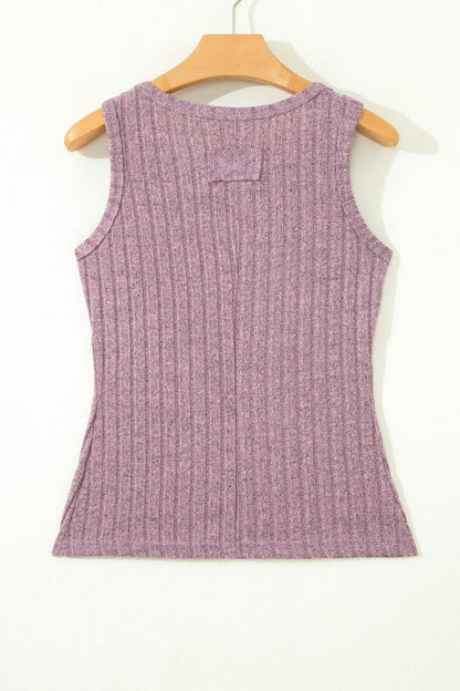 Bonbon Slim Ribbed Mineral Wash Tank Top