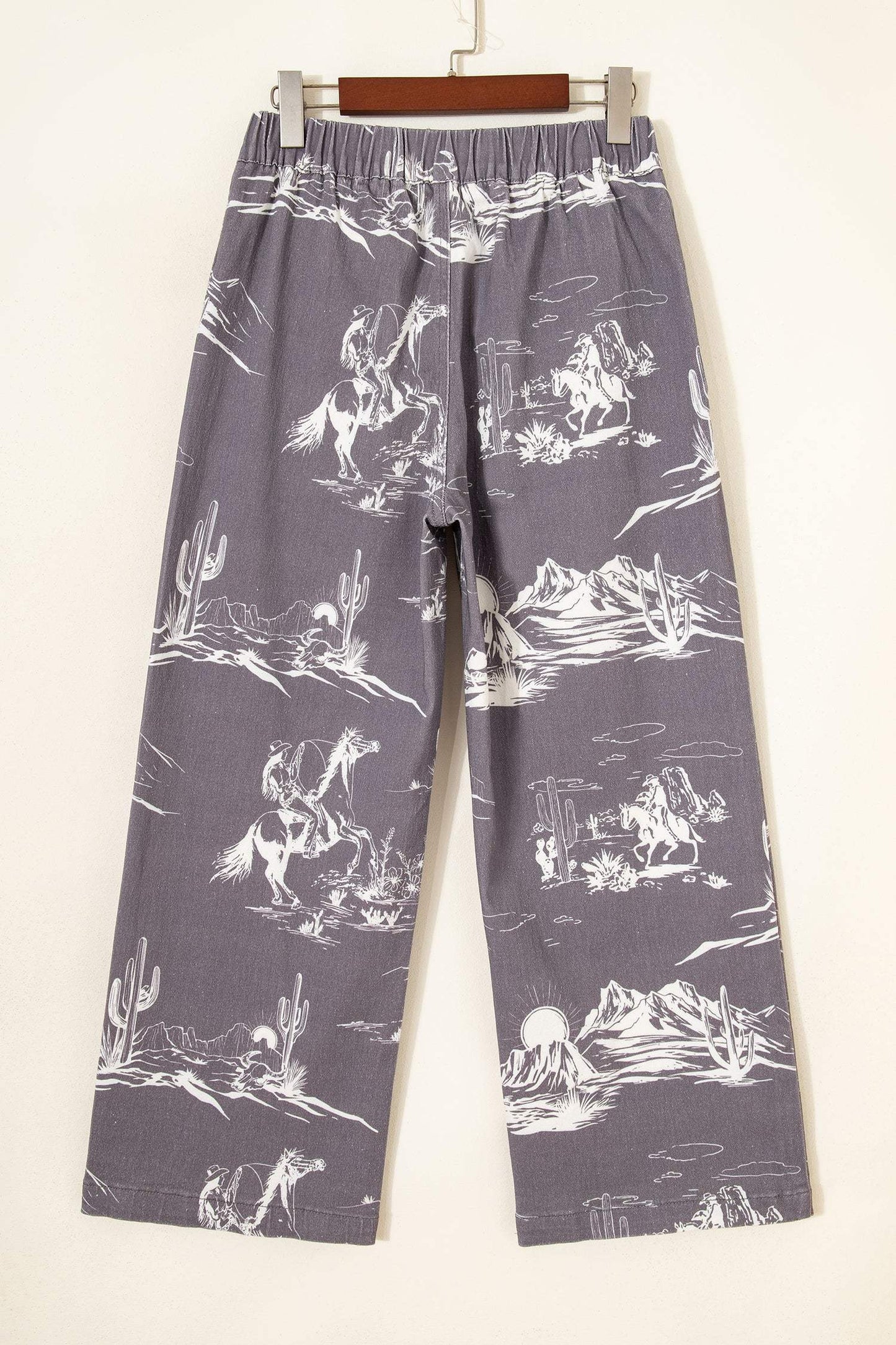 Gray Wild West Riding Vintage Printed Shift Jeans