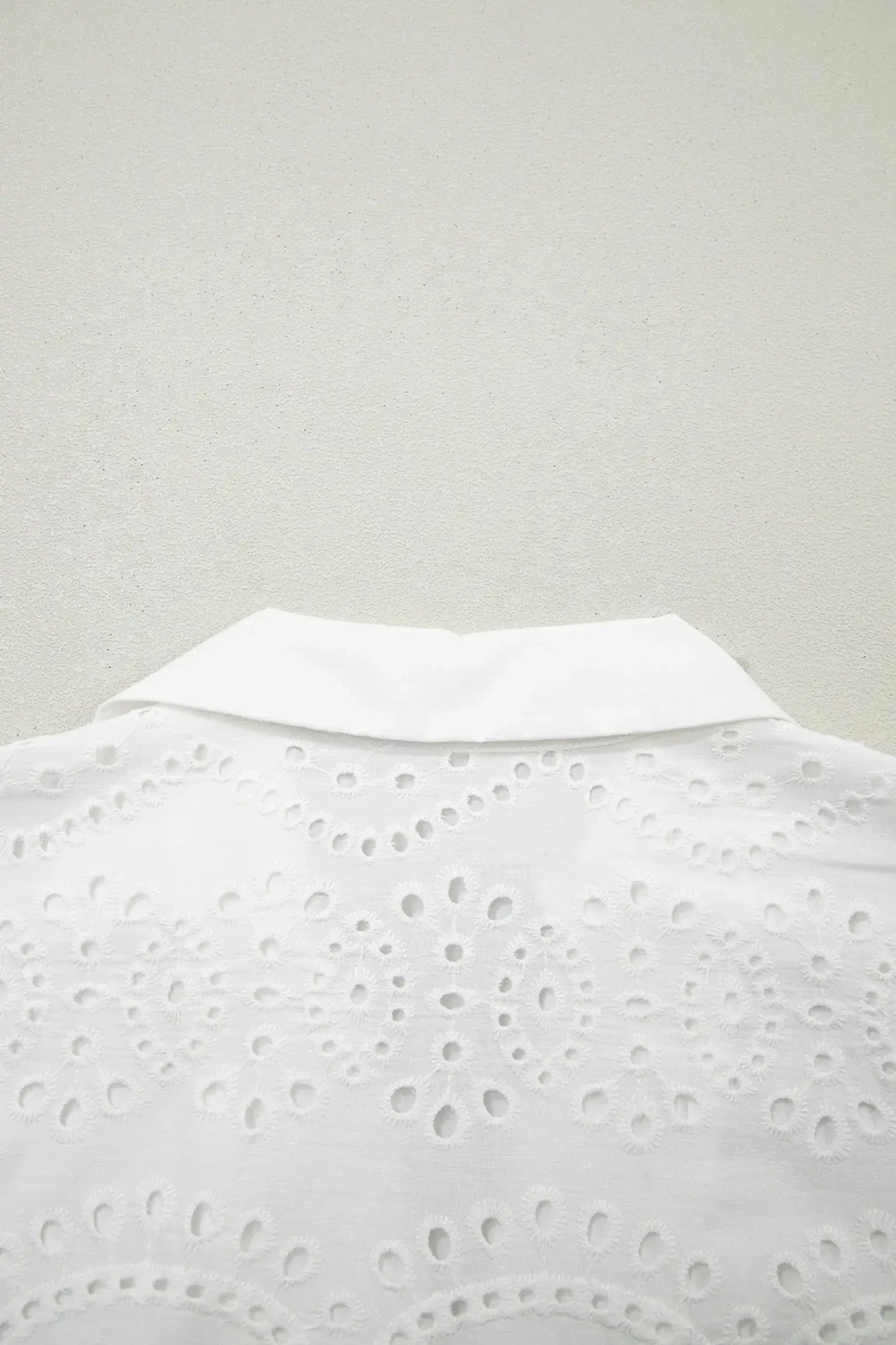 White Solid Color Eyelet Embroidered T Shirt Mini Dress - Sweet Fashion Wholesale