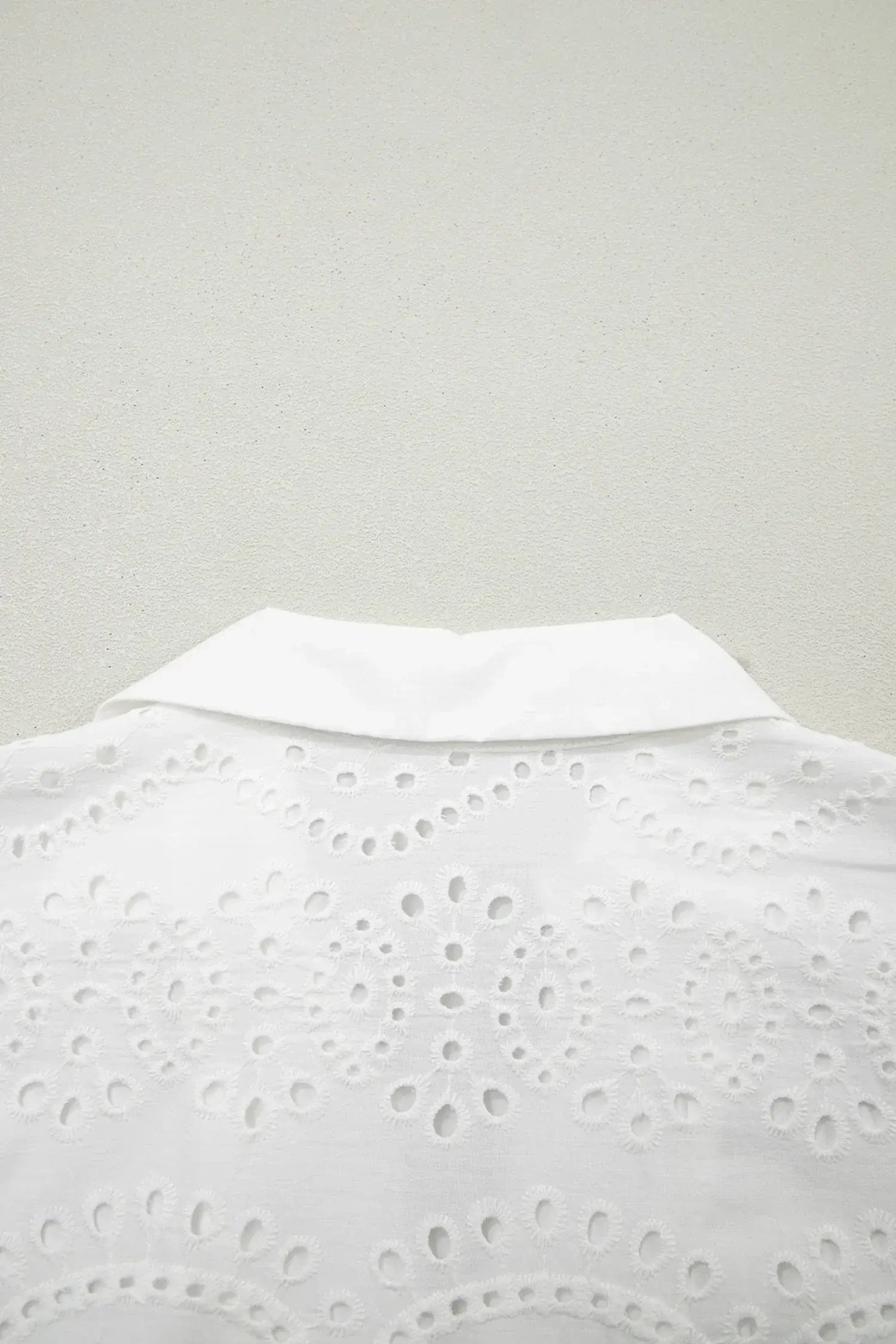 White Solid Color Eyelet Embroidered T Shirt Mini Dress - Sweet Fashion Wholesale