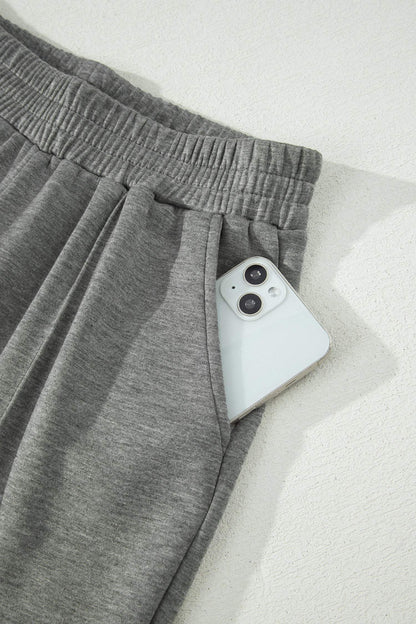 Gray Half Zip Polo Tee Casual Pant Set
