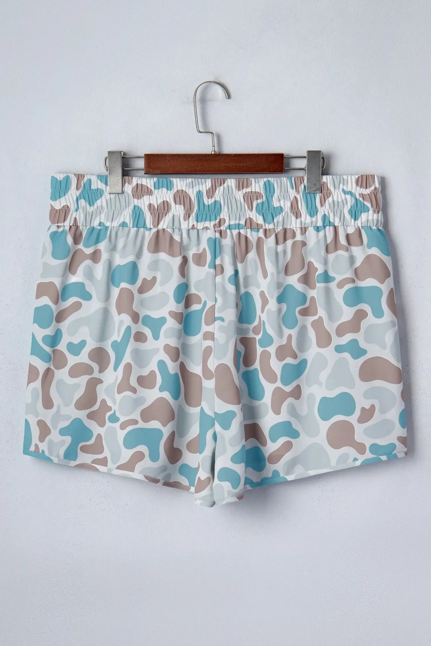 Multicolour Plus Size Camouflage Elastic Waist Athleisure Shorts - Sweet Fashion Wholesale