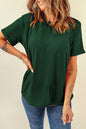 Mint Green Casual Plain Crew Neck Tee - Sweet Fashion Wholesale