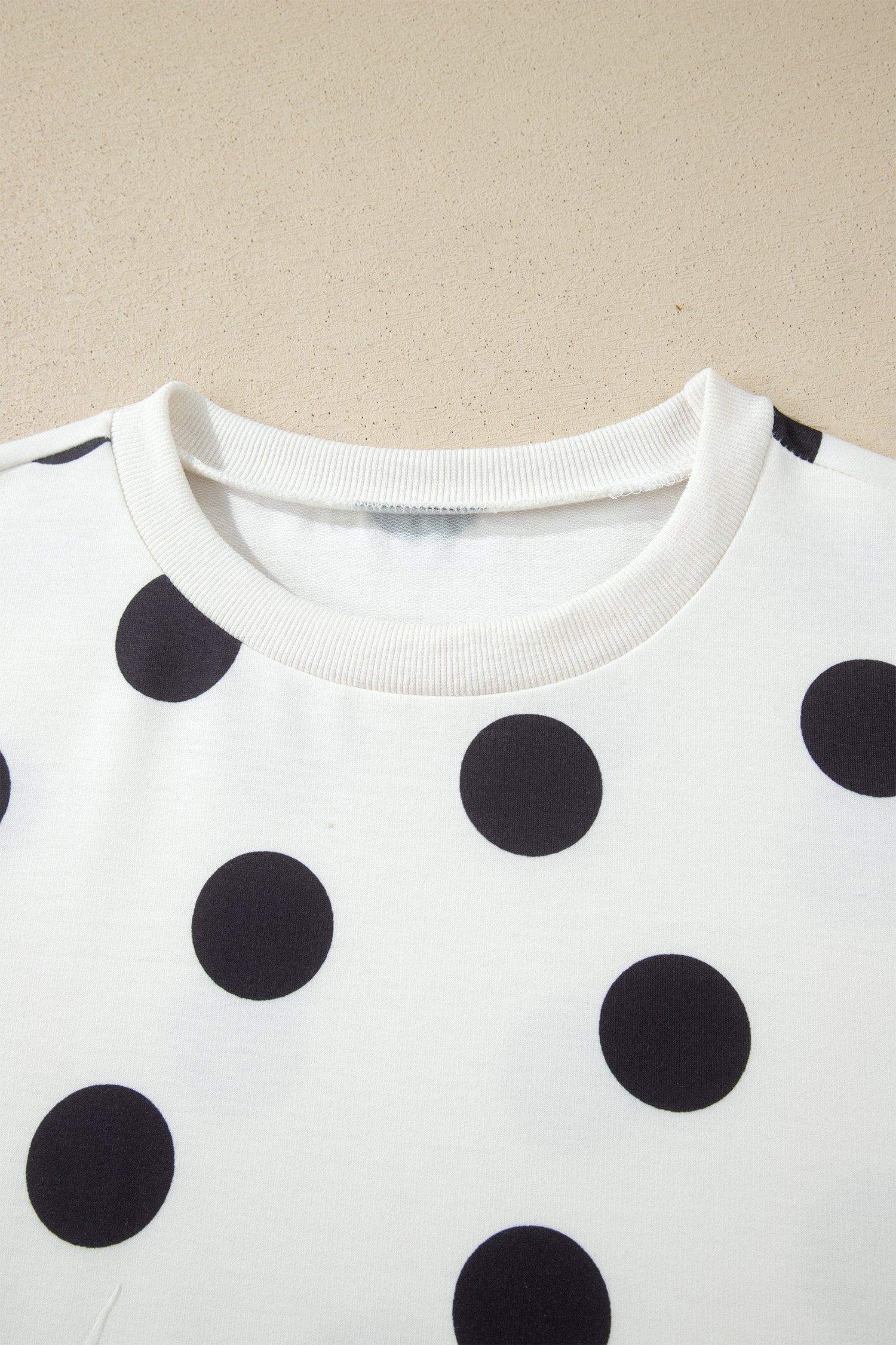 White Polka Dot Short Sleeve Top Casual Skort 2pcs Outfit - Sweet Fashion Wholesale