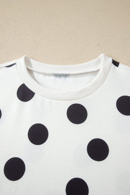 White Polka Dot Short Sleeve Top Casual Skort 2pcs Outfit - Sweet Fashion Wholesale