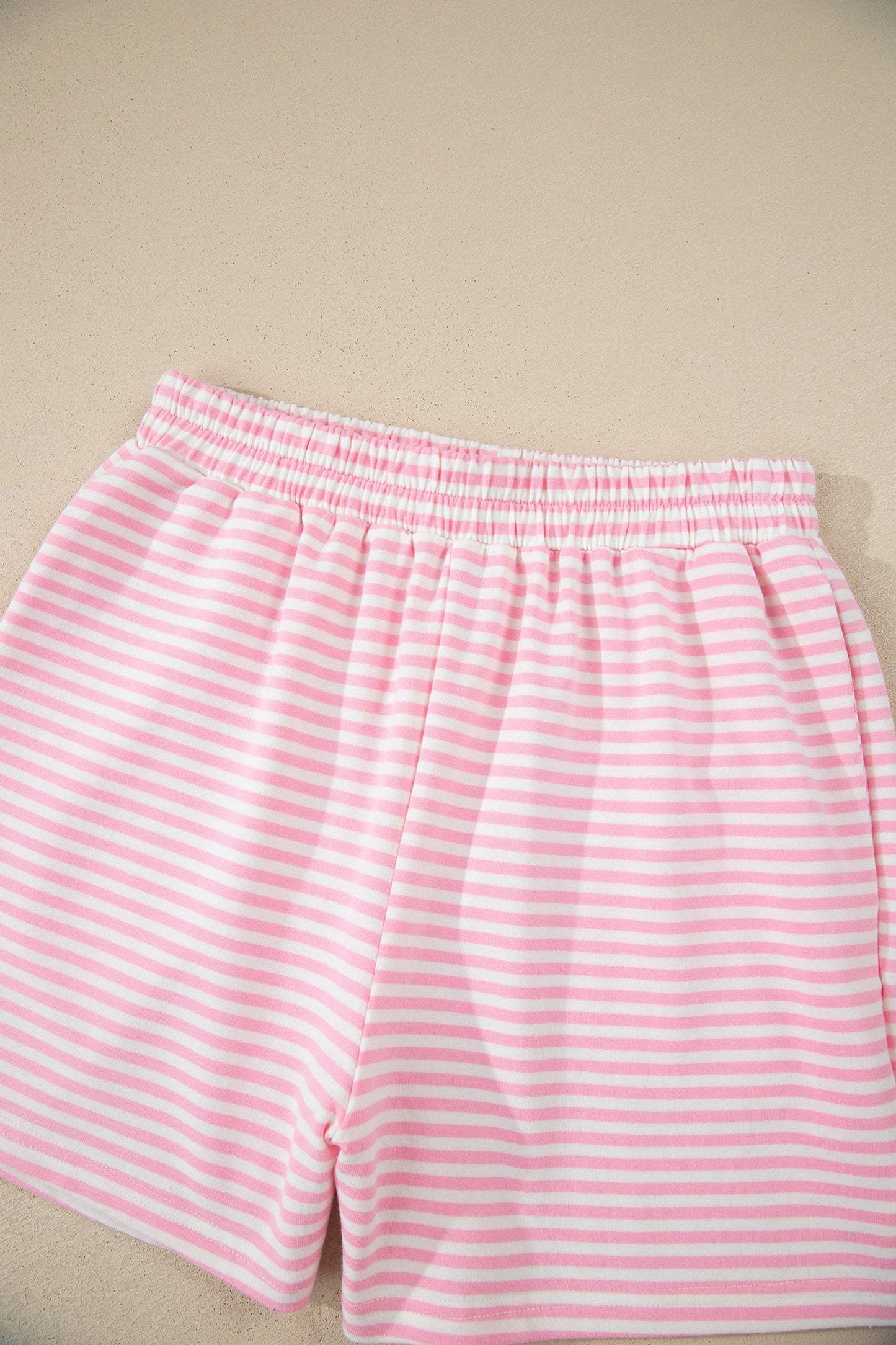 Sky Blue Stripe Oversize Mock Neck Sweatshirt and Shorts Set