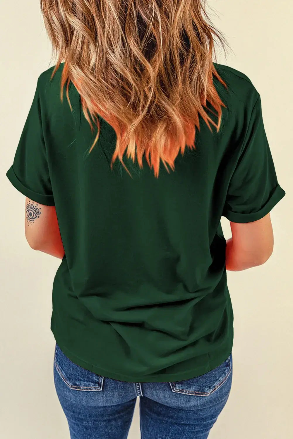Mint Green Casual Plain Crew Neck Tee - Sweet Fashion Wholesale