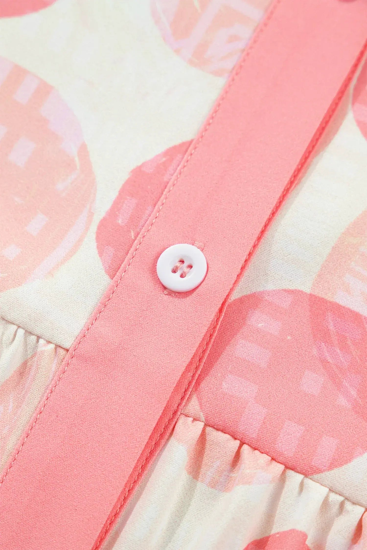 Pink Double Polka Dot Printed Ruffle Trim Short Sleeve Babydoll Shirt - Sweet Fashion Wholesale
