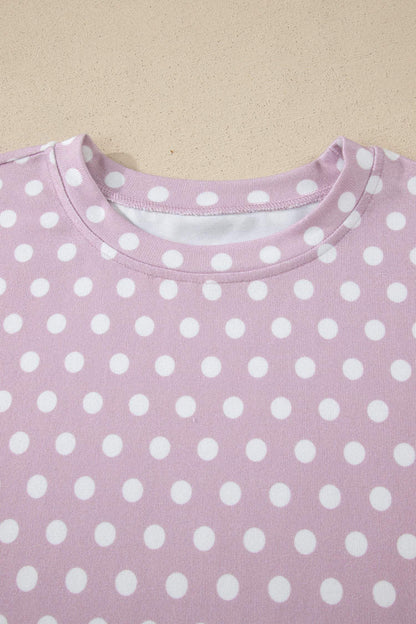 Pink Polka Dot Print Short Set