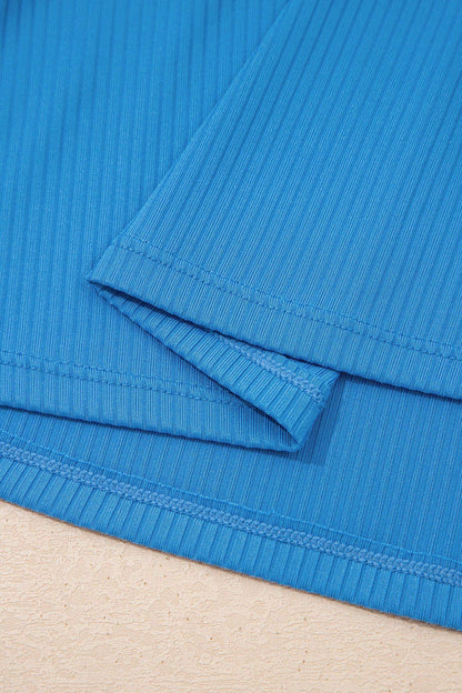 Blackish Green Color Block Edge Ribbed Pocketed Lined Swim Dress