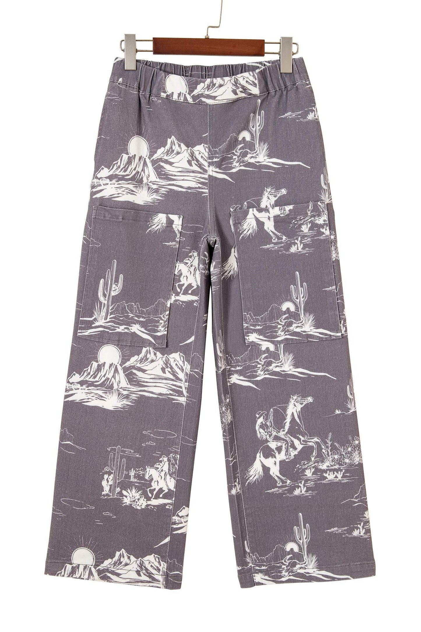 Gray Wild West Riding Vintage Printed Shift Jeans