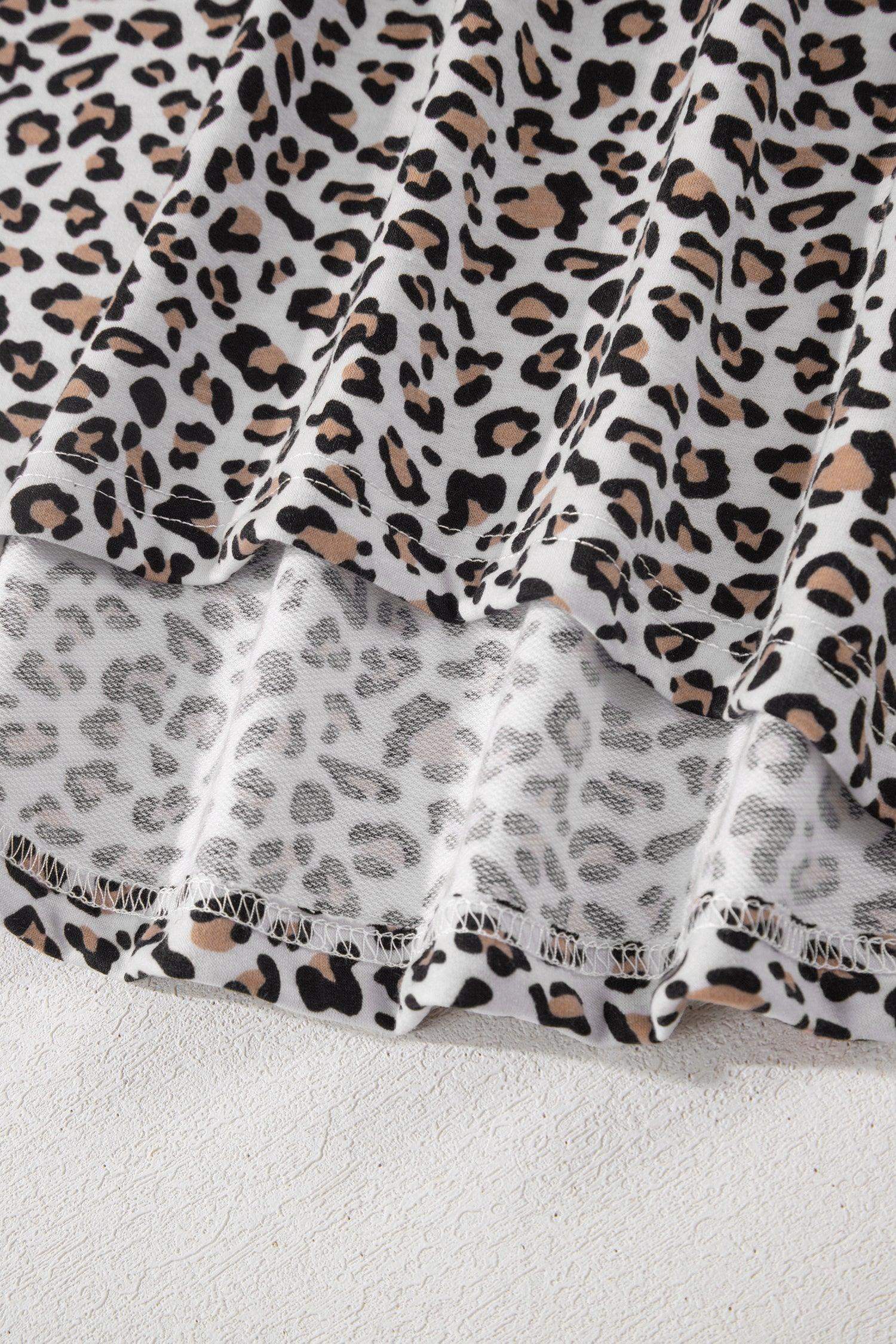 White Leopard High-Low Loose Tee Ankle Length Pants Set - Sweet Fashion Wholesale