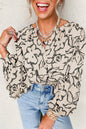 Gray Morn Floral Print Batwing Sleeve Buttoned Loose Fit Shirt - Sweet Fashion Wholesale