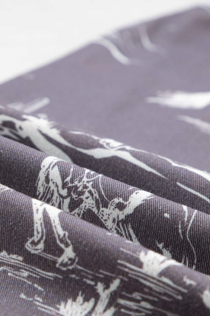 Gray Wild West Riding Vintage Printed Shift Jeans