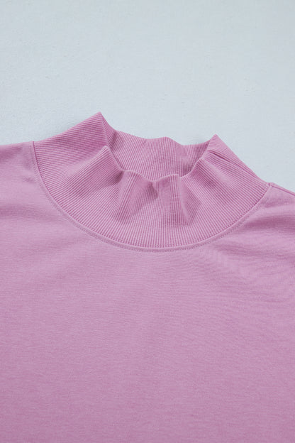 Myosotis Solid Color High Neck Cap Sleeve Loose Top