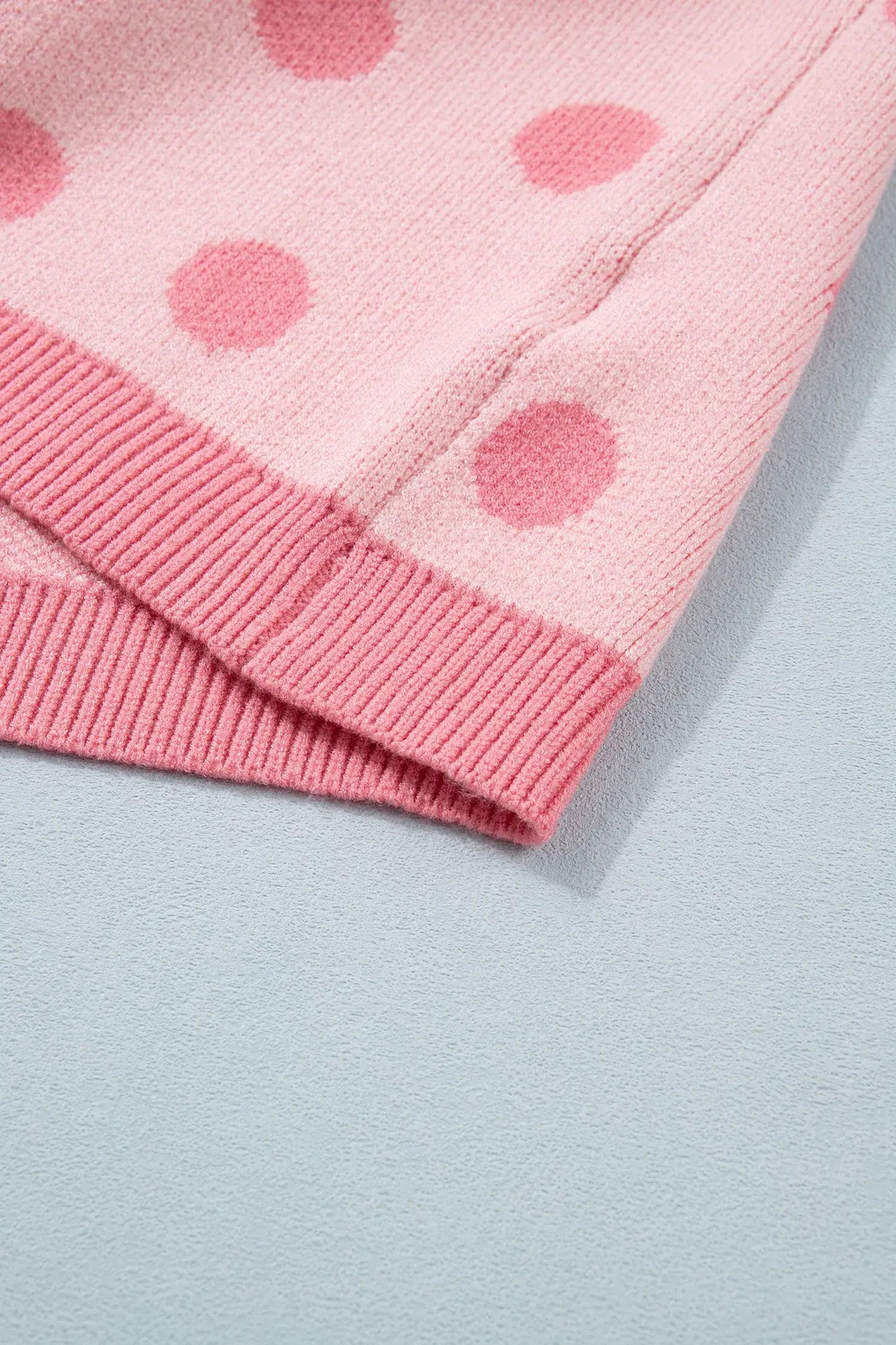 Pink Polka Dot Puff Short Sleeve Sweater Top - Sweet Fashion Wholesale