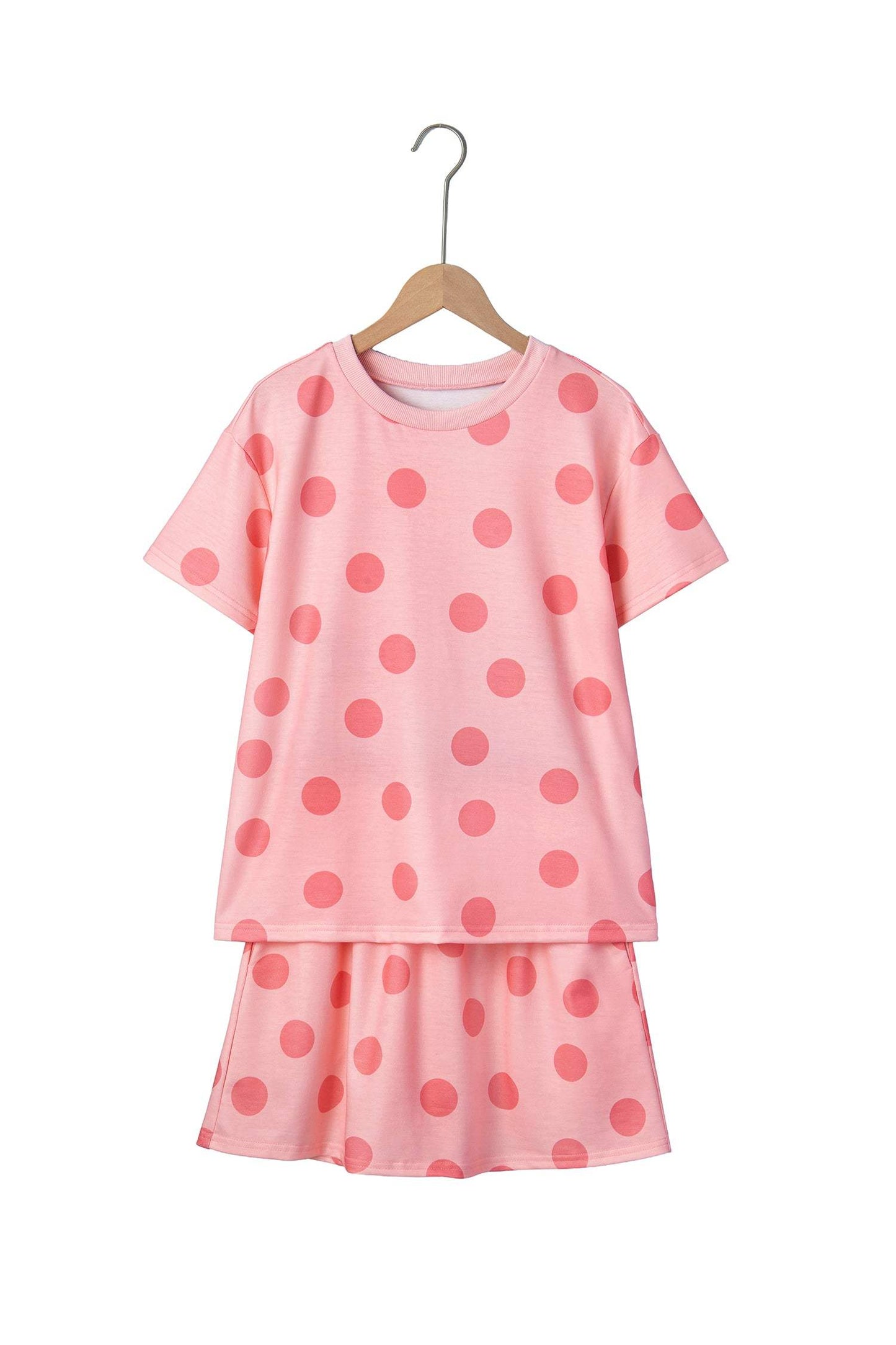 White Polka Dot Short Sleeve Top Casual Skort 2pcs Outfit
