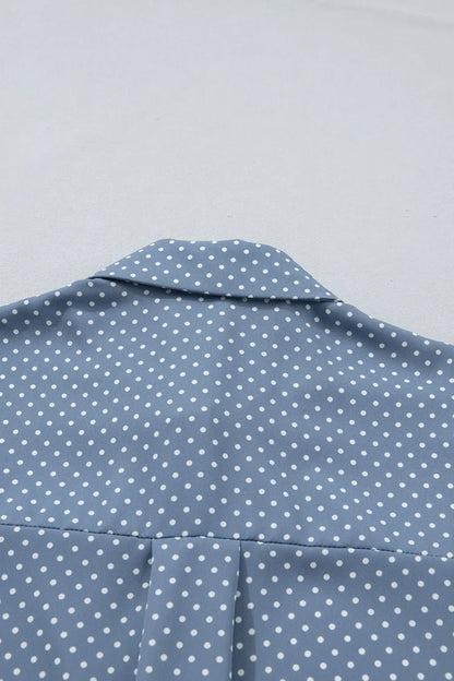 Khaki Dotted Print Cuffed Short Sleeve Shirt