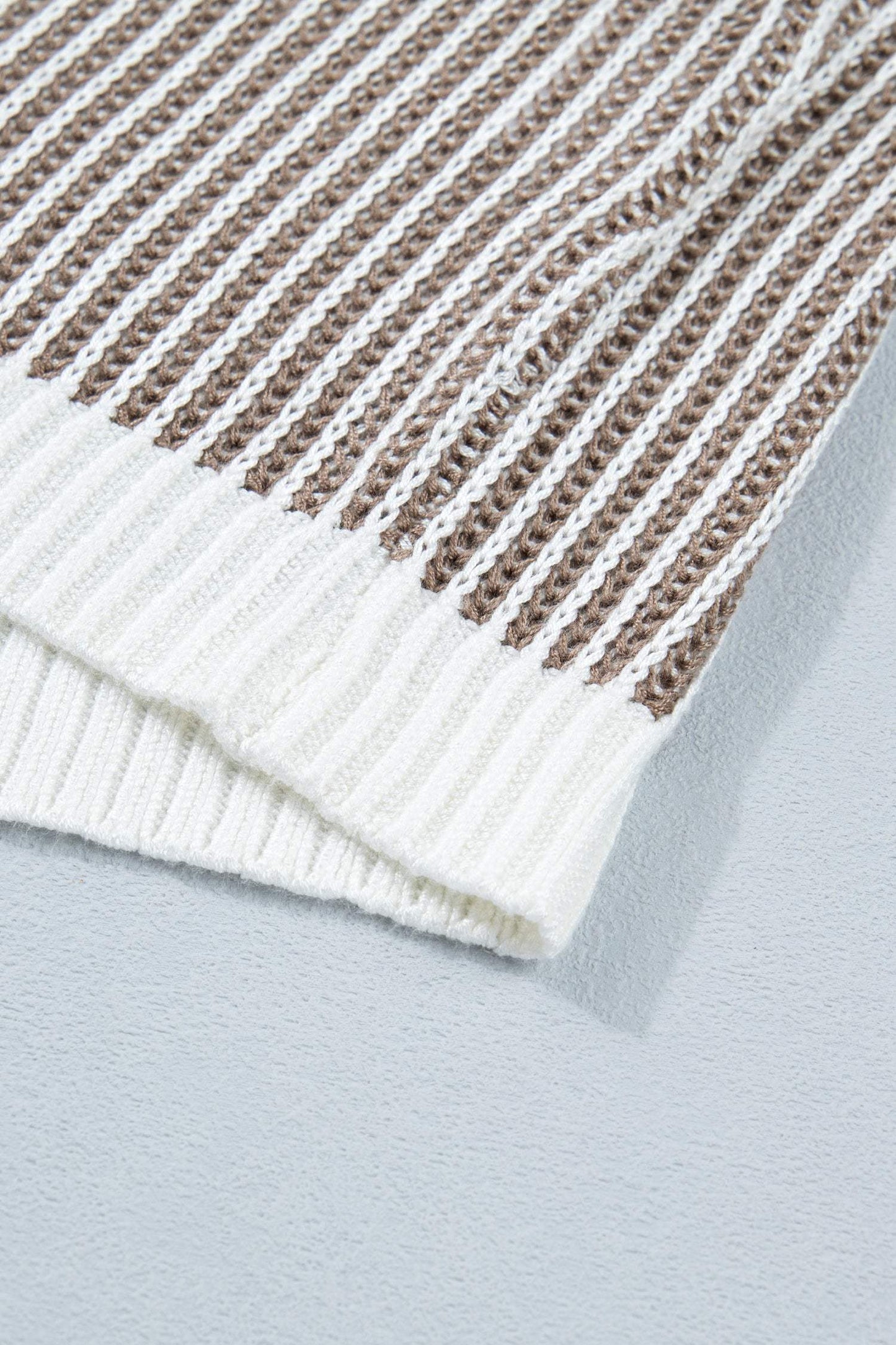 Pale Khaki Contrast Trim Ribbed Knit Sweater Tank Top