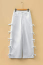Beau Blue Bow Knot Side Detail Straight Leg Loose Jeans