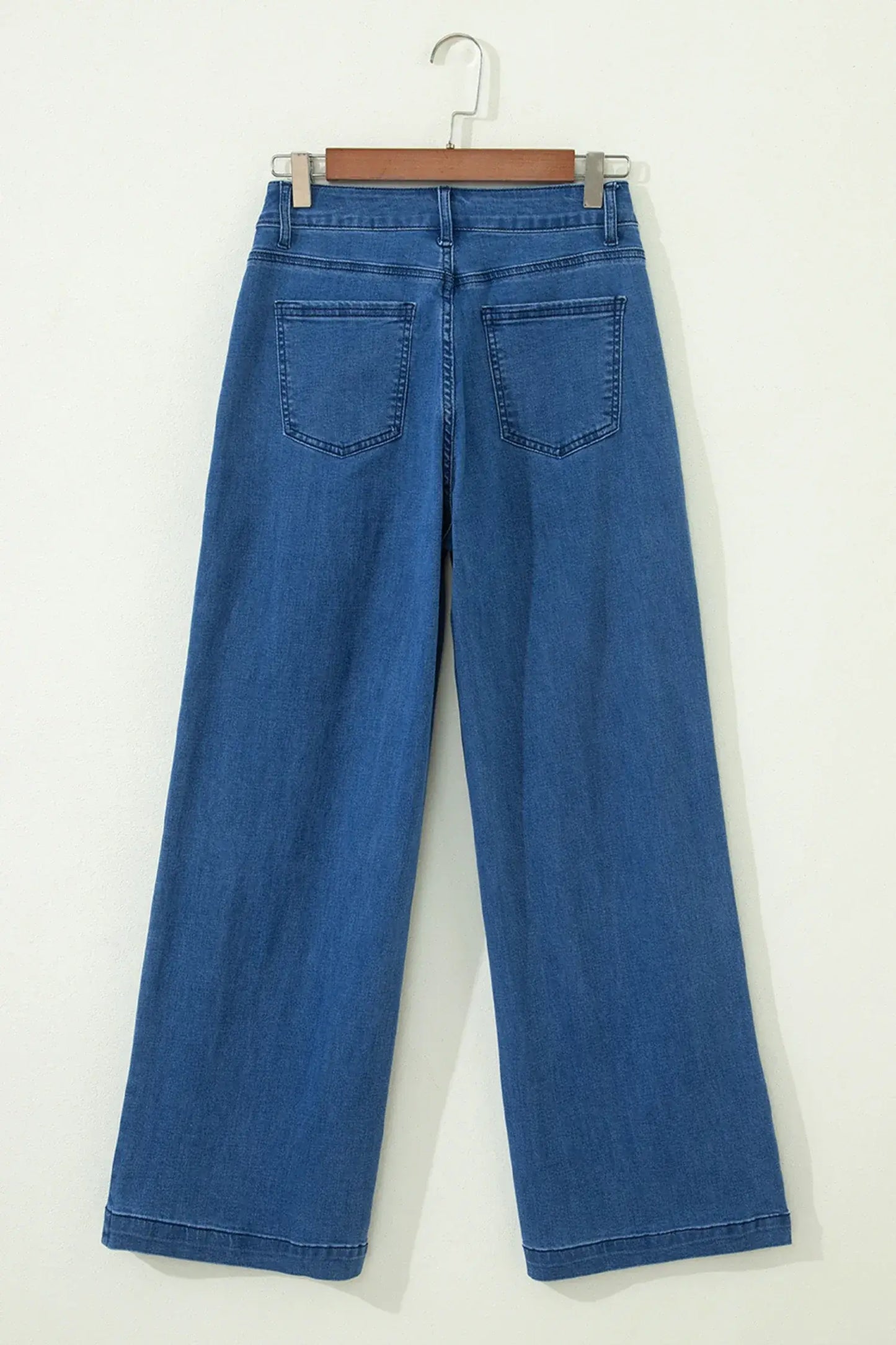 Dusk Blue Lace-up Pull on Wide Leg Jeans - Sweet Fashion Wholesale