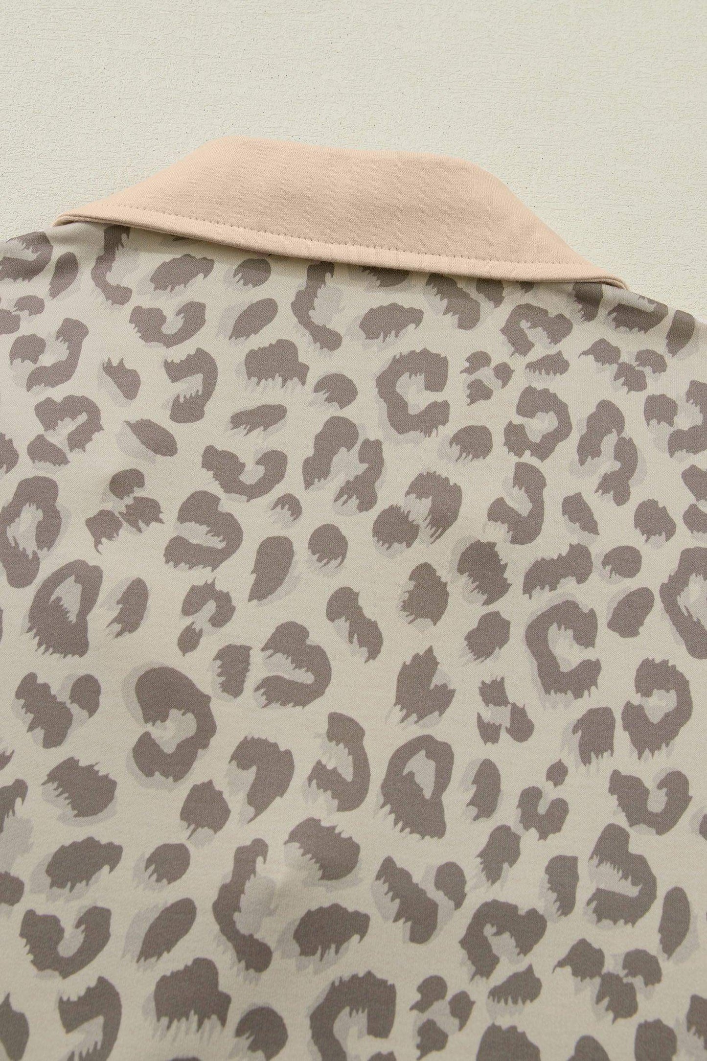 Khaki V Neck Collar Leopard Printed 2pcs Short Set