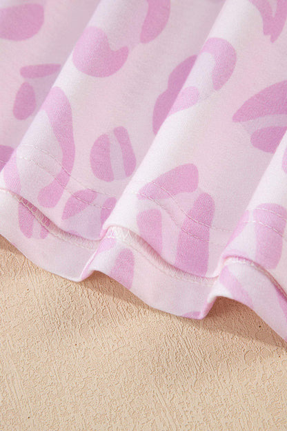 Pink Leopard Two Piece Top and Pants Set