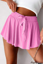 Yellow Cream Drawstring Elastic Waistband Lined Tennis Skorts