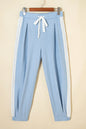 Beau Blue Lace Accent Floral Patched Pocket Pleated Wide Leg Slouchy Pants - Sweet Fashion Wholesale