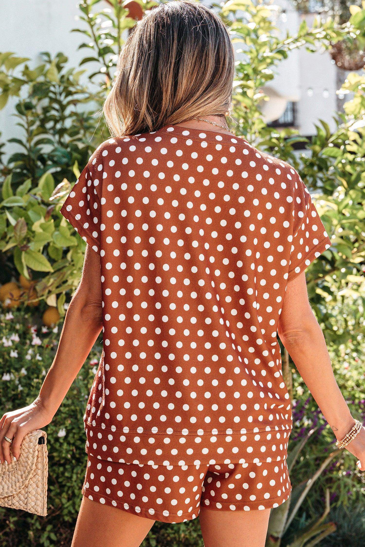 Green Polka Dot Print Short Set - Sweet Fashion Wholesale