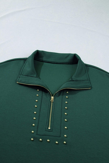 Evergreen Plus Size Glow Studded Zip up T Shirt Dress with Pockets