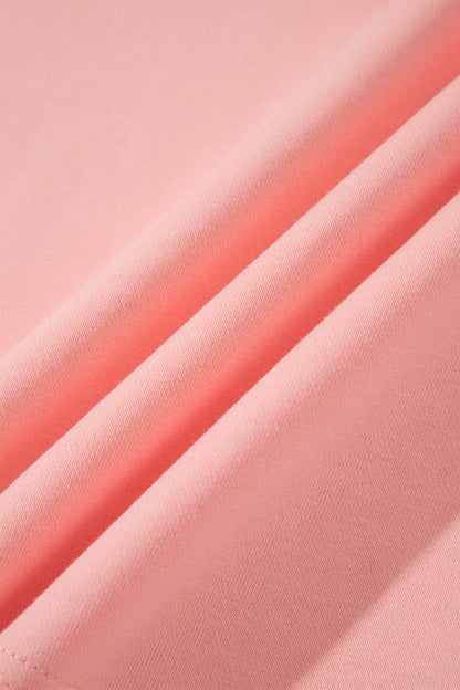 Pink Colorblock Striped Patchwork Long Sleeve Round Neck Blouse