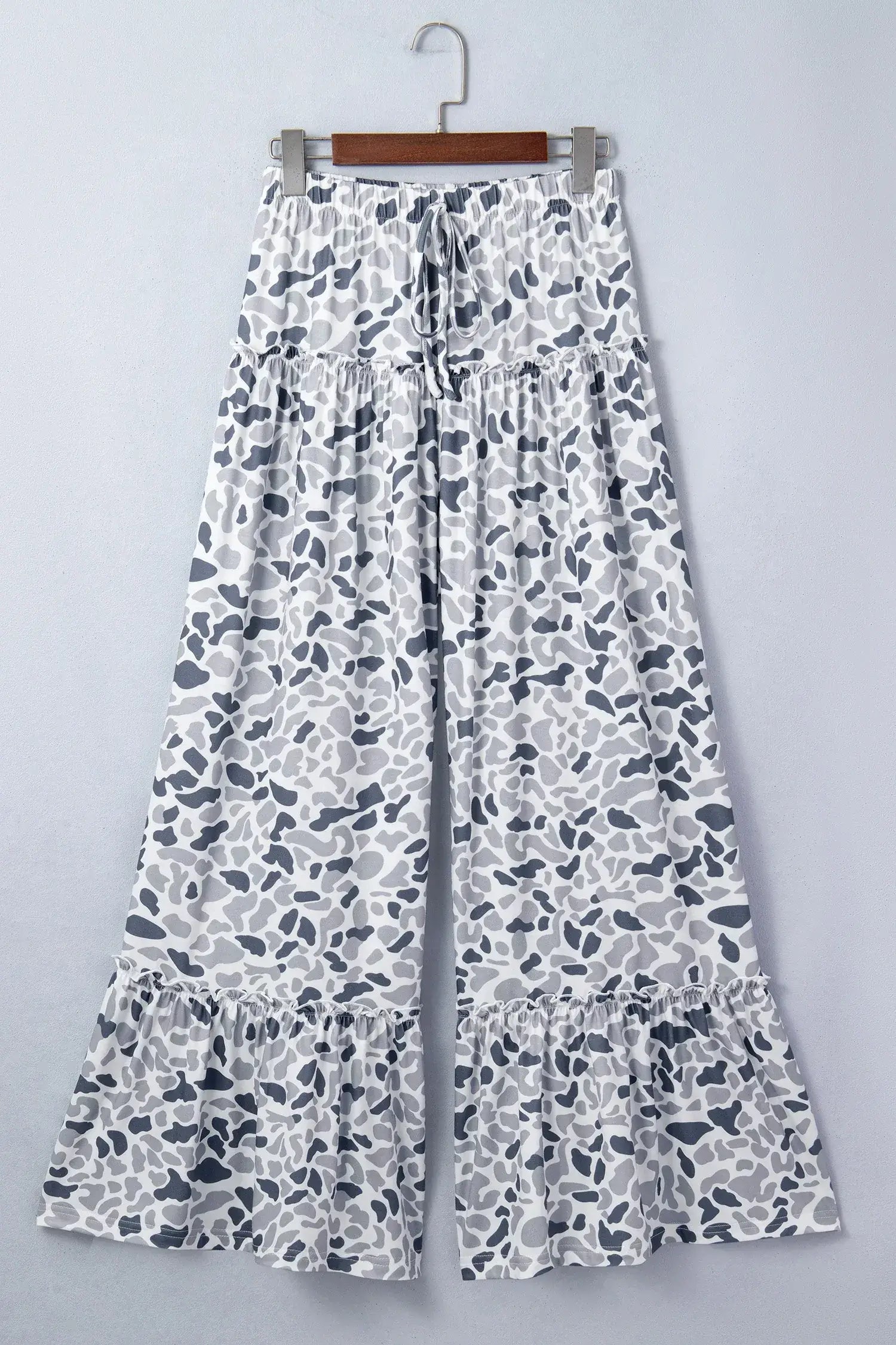 Beige Camo Print Wide Leg Casual Pants - Sweet Fashion Wholesale