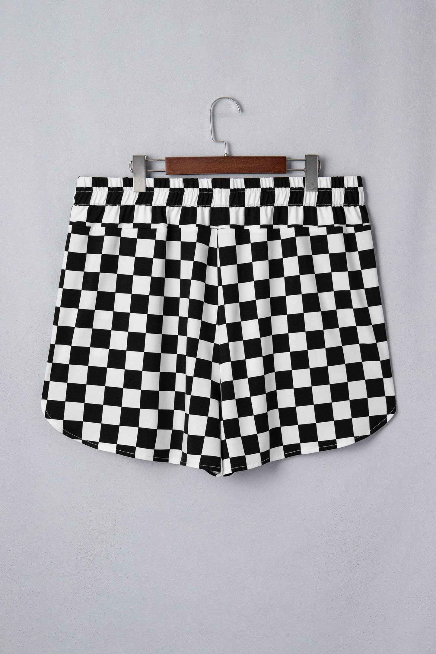Black Plus Size Checkered Athleisure Shorts
