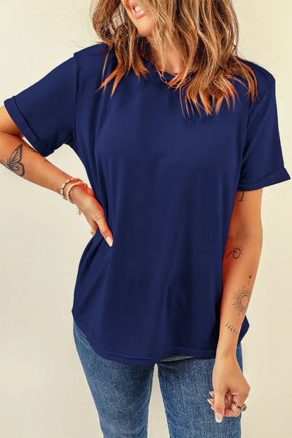Mint Green Casual Plain Crew Neck Tee - Sweet Fashion Wholesale