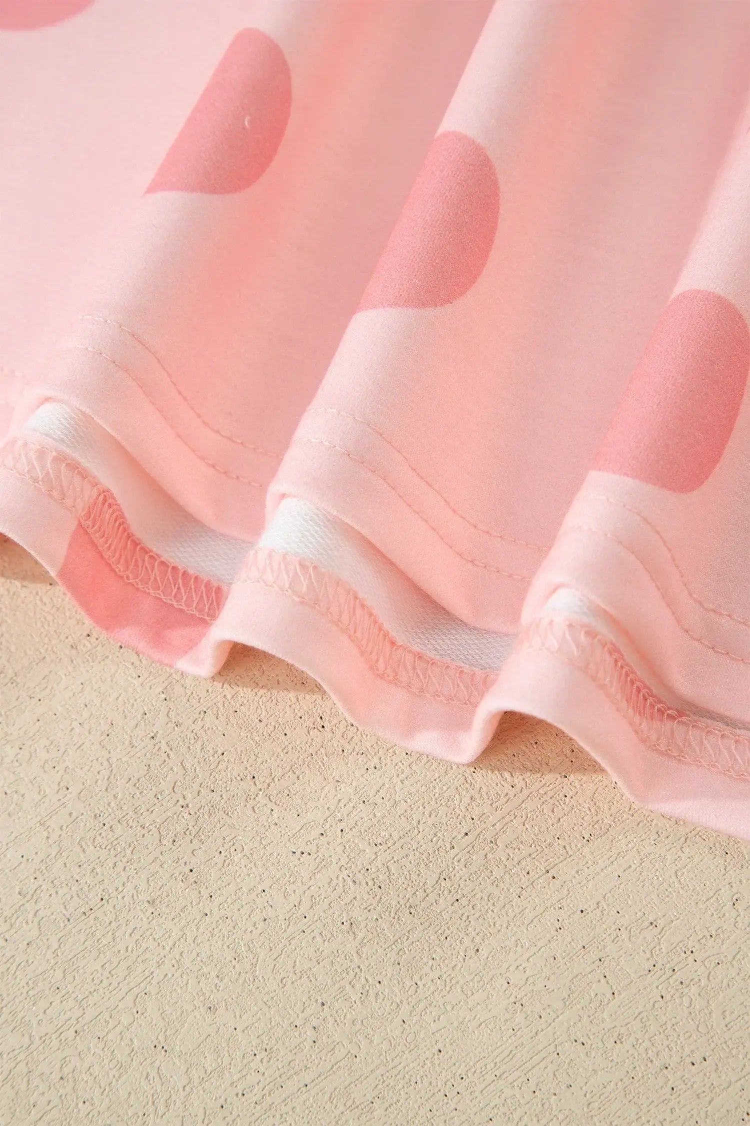 Pink Polka Dot Print Loose Tee Drawstring Elastic Waist Short Set - Sweet Fashion Wholesale