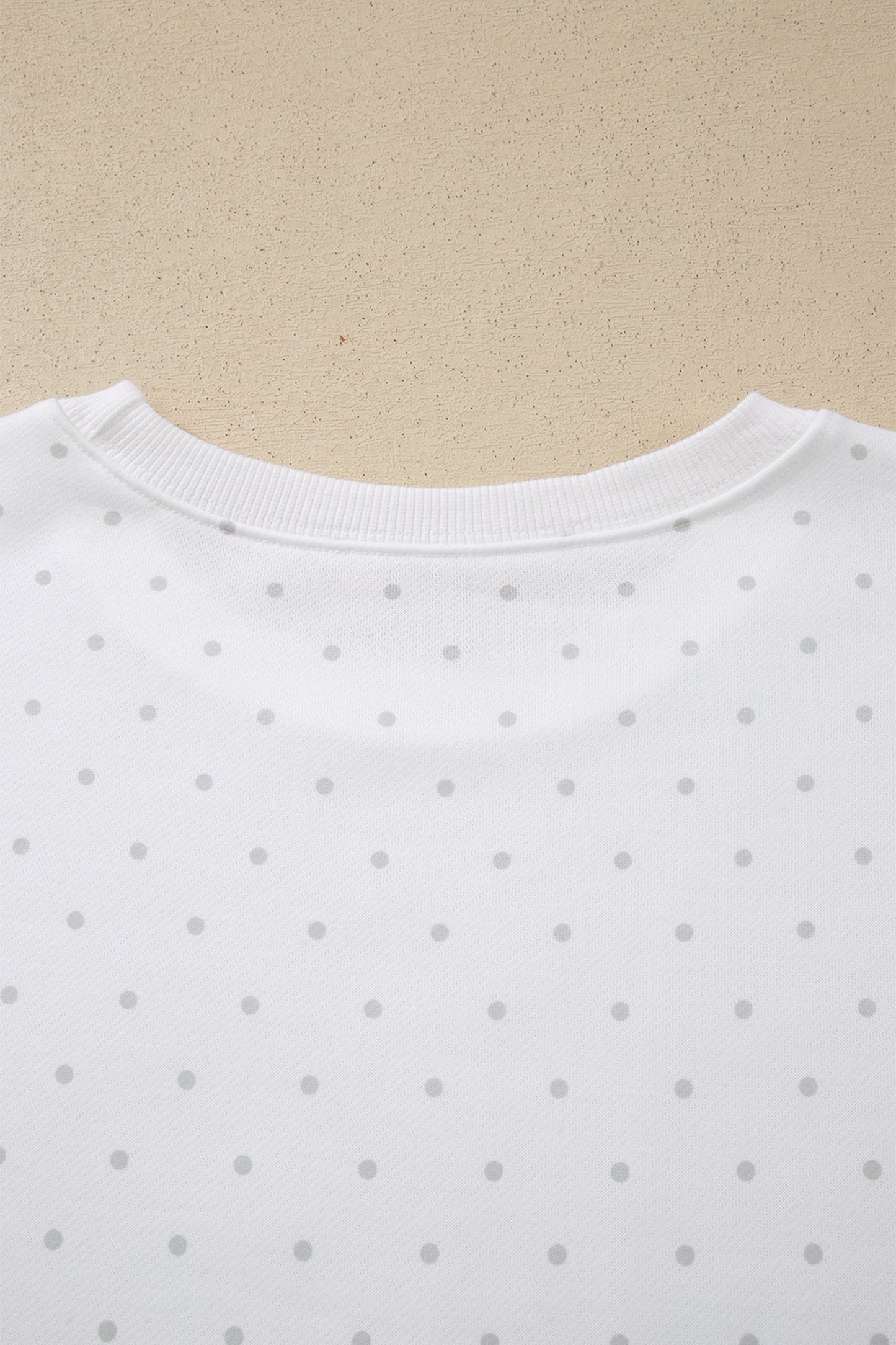 White Polka Dot Print Side Stripe Detail Casual Sweatshirt 2pcs Short Set