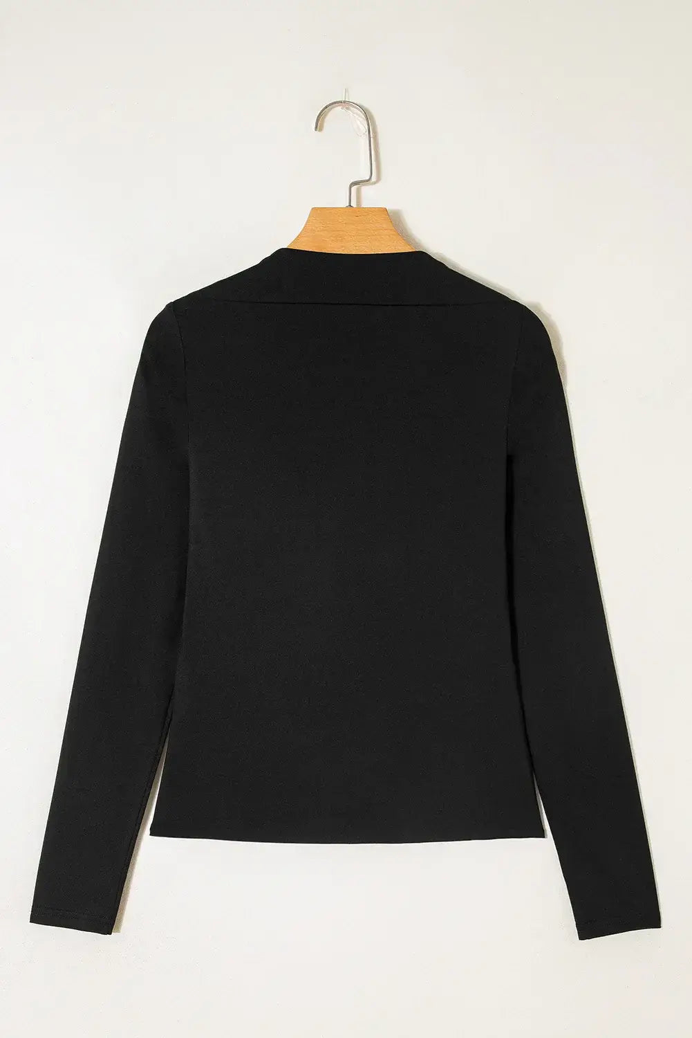 Black Crisscross Boat Neck Long Sleeve Slim Top