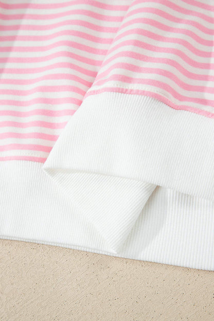 Sky Blue Stripe Oversize Mock Neck Sweatshirt and Shorts Set