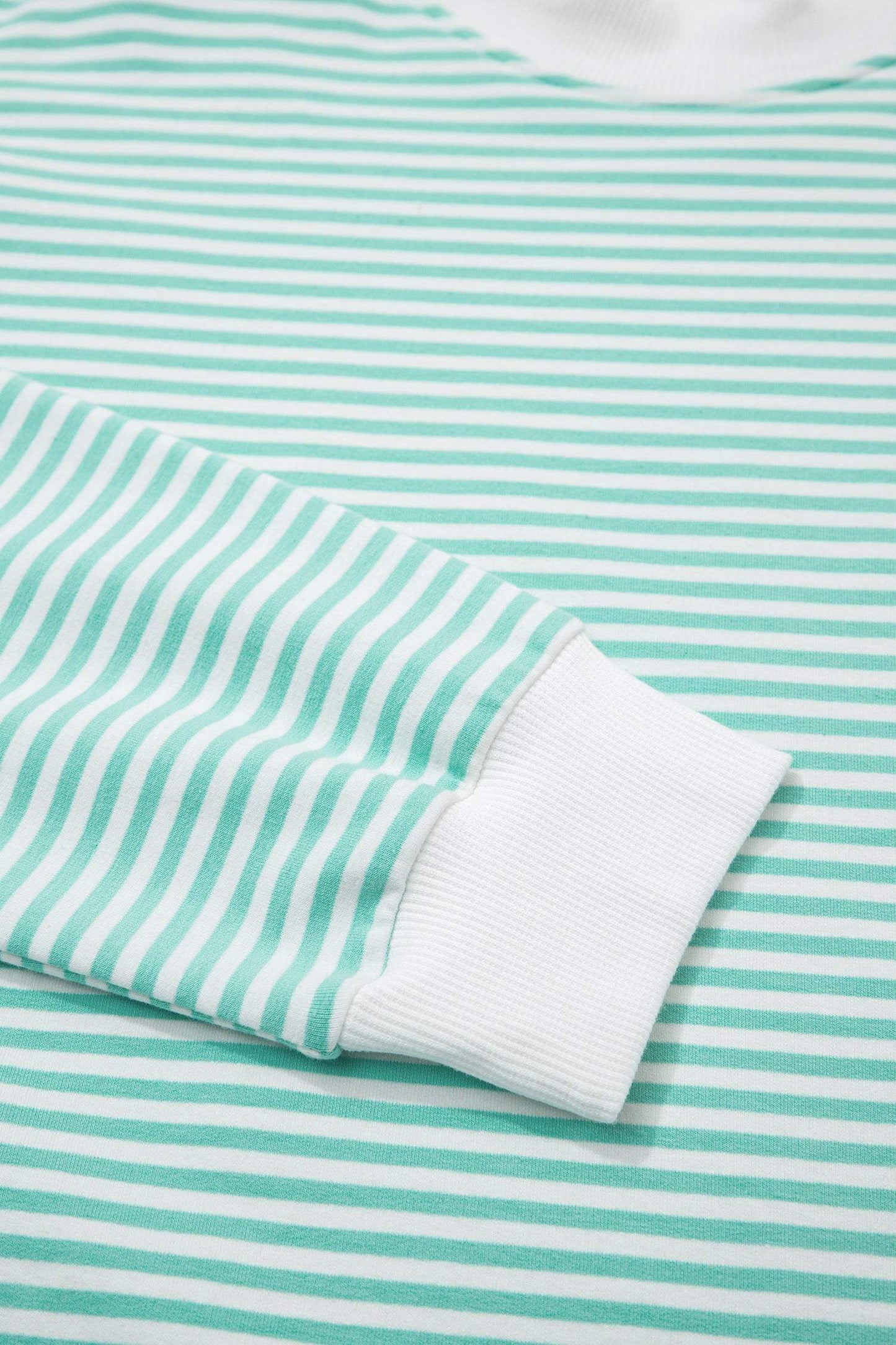 Sky Blue Stripe Oversize Mock Neck Sweatshirt and Shorts Set